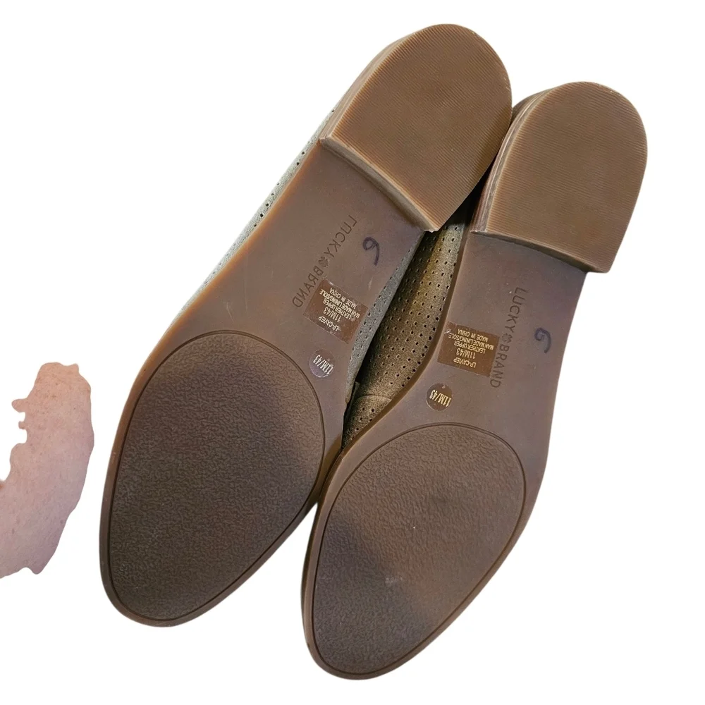 Lucky Brand Cavie Eyelet Slip On Loafer Suede Leather Olive Green